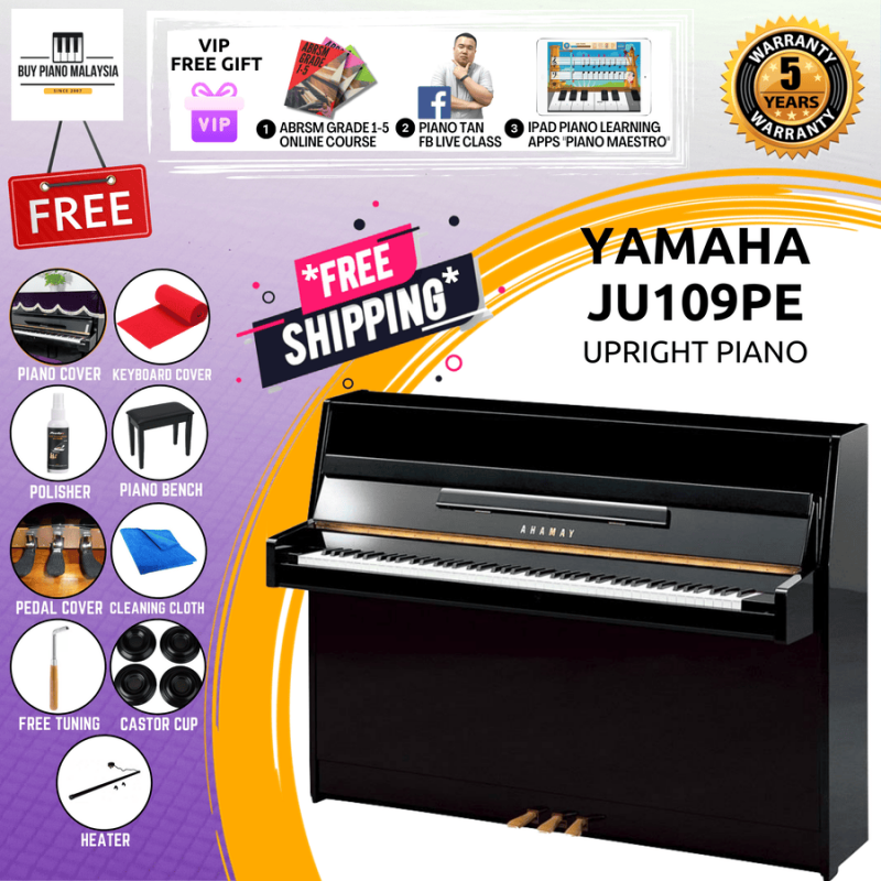Gobernador Ventilación guapo Yamaha JU109PE Upright Piano: High-quality sound, elegant design, perfect  for beginners and professionals.